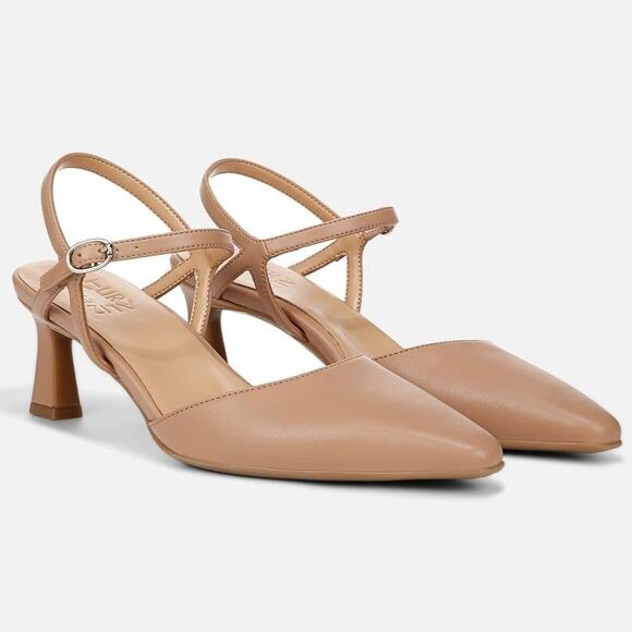 Naturalizer Women's 10M Taupe Faux Leather Tara Heeled Pump Ankle Strap BR27-6 - Picture 1 of 9